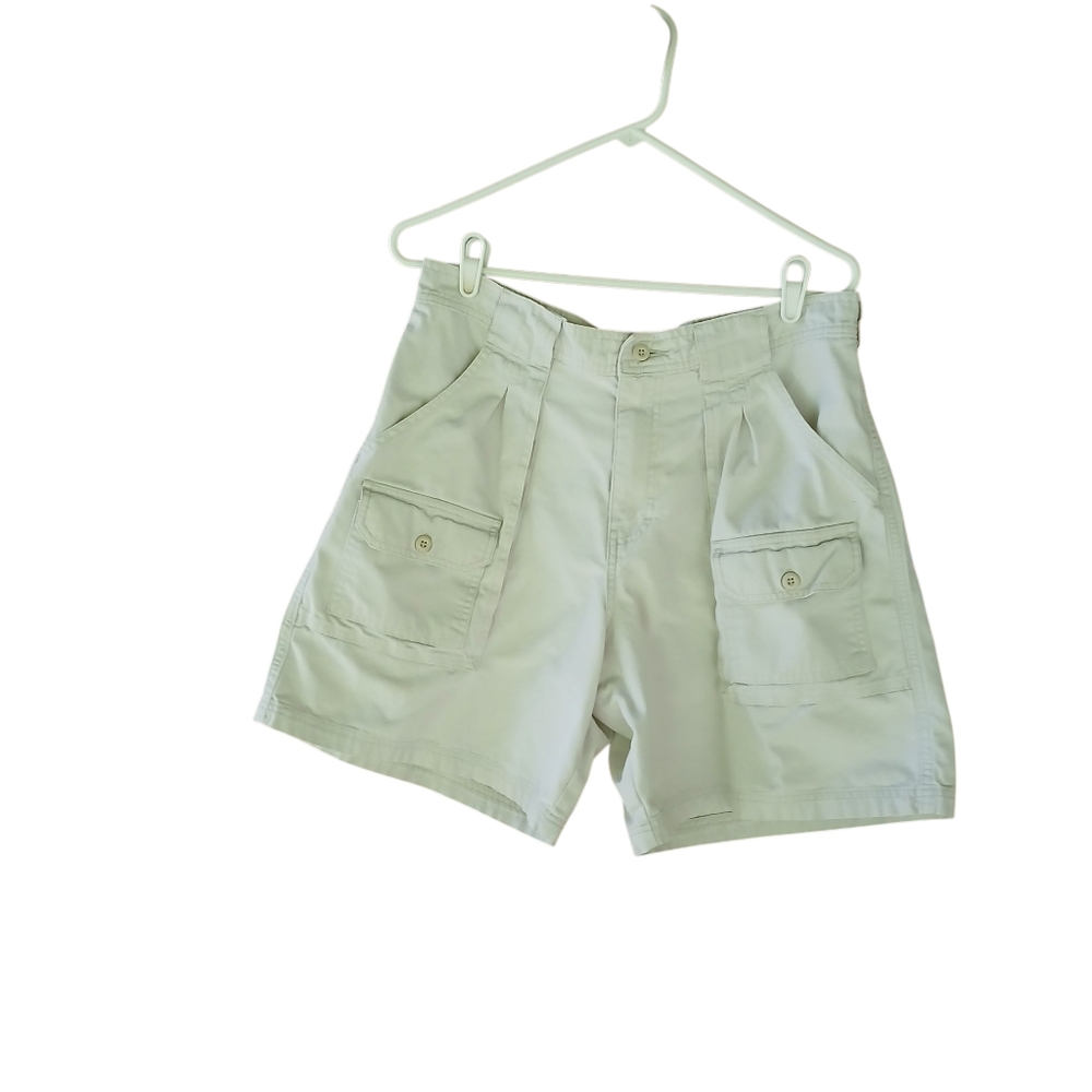 Cabela's Off White High Waisted 8" Cotton Canvas Cargo Shorts Size 14